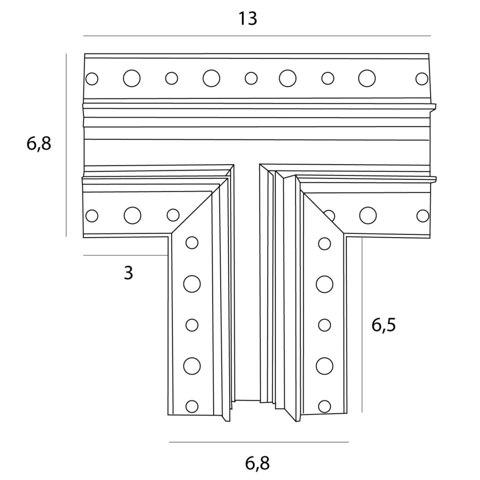 Maxlight MT0034 Magnetic T-junction recessed track for MT0023/MT0024