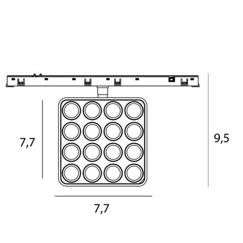 MAXLIGHT-N0013N-raster-12W-Czarny-kwadrat-3000K-On-Off-MICRO11-rys-techniczny